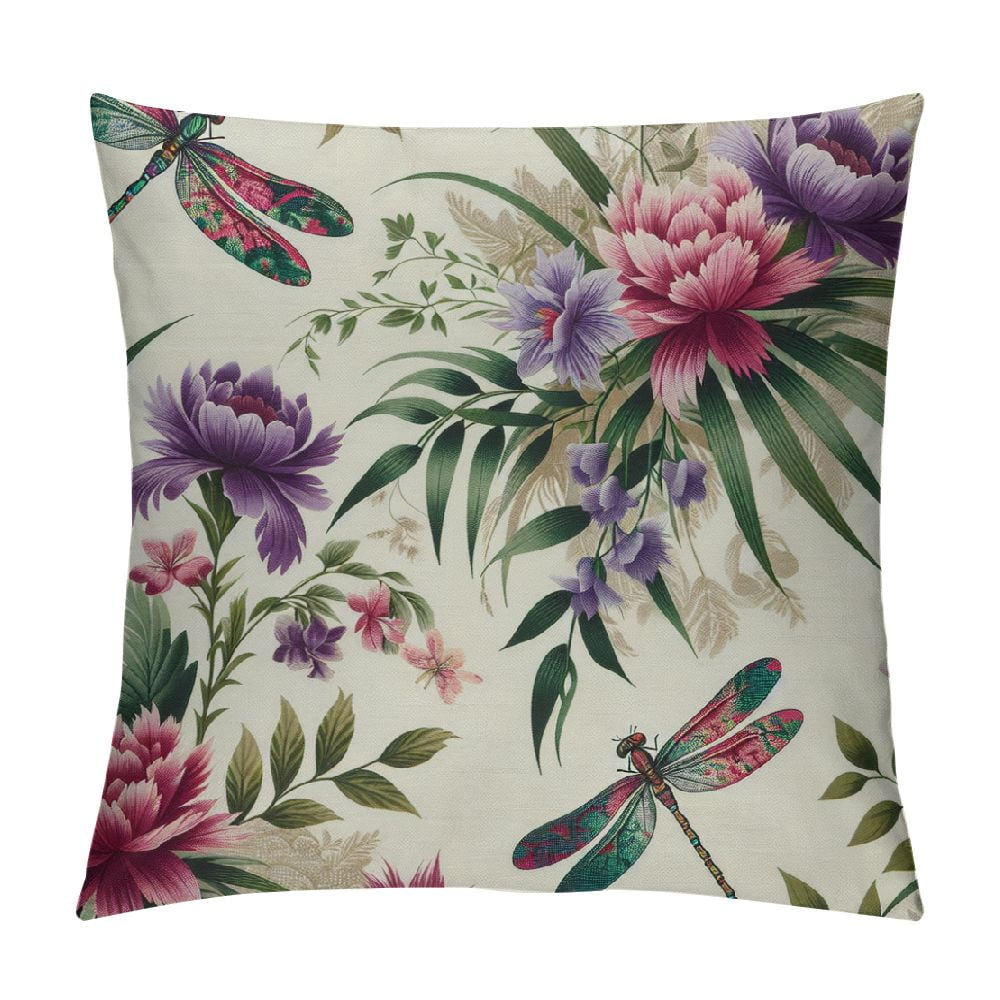 Fenyluxe Spring Summer Flowers Pillow Covers 18X18 Inch Watercolor
