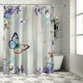 thumbnail image 1 of Fenyluxe  Spring Watercolor Butterfly Girl Shower Curtain Lavender Pink Floral Lilac Purple Blue Butterfies Cherry Blossom Bathroom Decor Polyester Waterproof Fabric with 36x72, 1 of 7