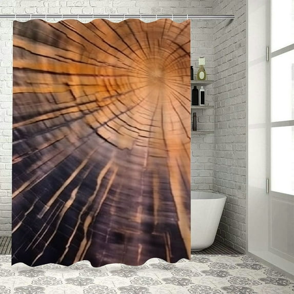 Fenyluxe Star Burst Wood Pretty Shower Curtain Bathroom Decor 100% Polyester Fiber Washable Shower Curtain Set with Hooks 36x72