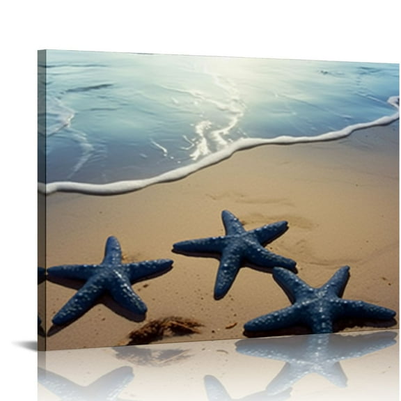 Fenyluxe Starfish Beach Ocean Canvas Print Wall Decorations for Home Bedroom Kitchen Bathroom - Ready To Hang Art Decor 16x12in