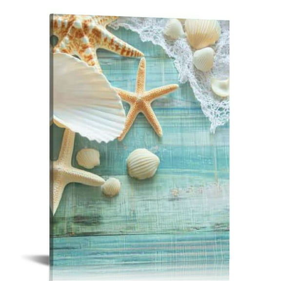 Fenyluxe Starfish Shells Canvas Art Modern Home Decor Prints 12x16in