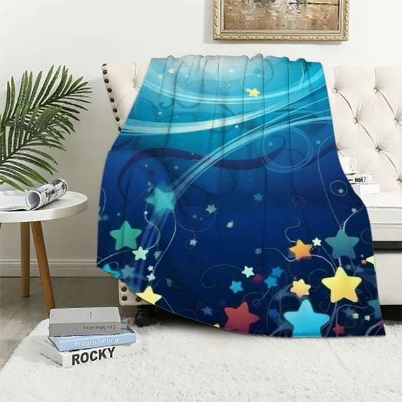 Fenyluxe Stars Swirls Chiho Aoshima Print Lightweight Throw Blanket for Bed Couch Car, Soft and Cozy Blanket for Kids and Adults, All Seasons Exquisite Gift, 3 Sizes Available 60x80in