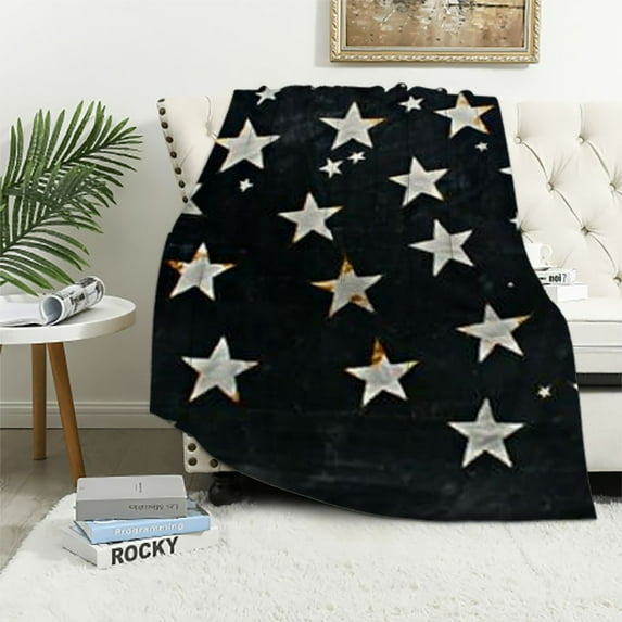 Fenyluxe Stars Symbolism Flannel Soft Throw Blanket Lightweight Plush for All Seasons Gift for Home Decor 40x50in