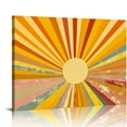 thumbnail image 1 of Fenyluxe Sunburst Yellow Rayonism Wall Art Ready To Hang Home Decor 16x12in, 1 of 6