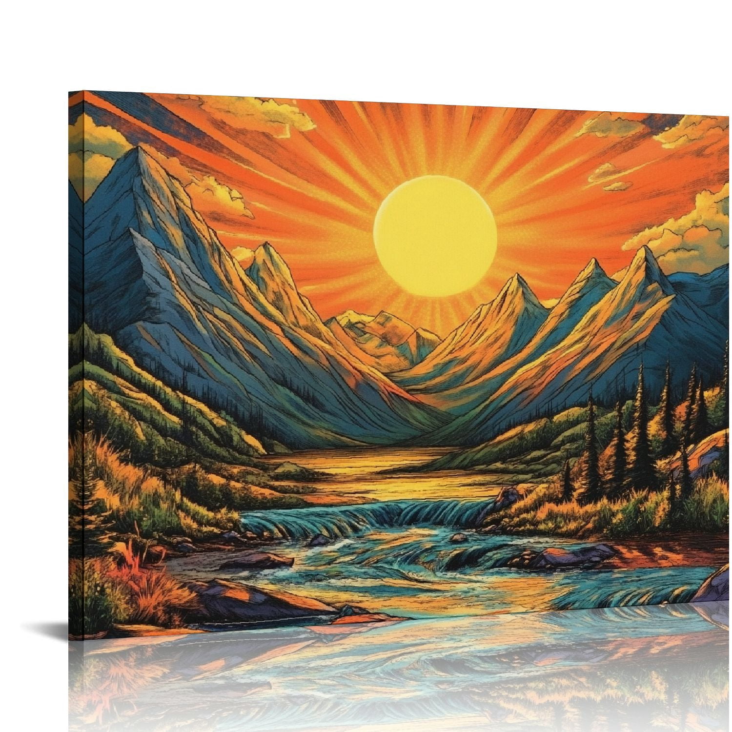 Fenyluxe Sunset Canvas Wall Art Ready To Hang Room Home Decor Made In ...