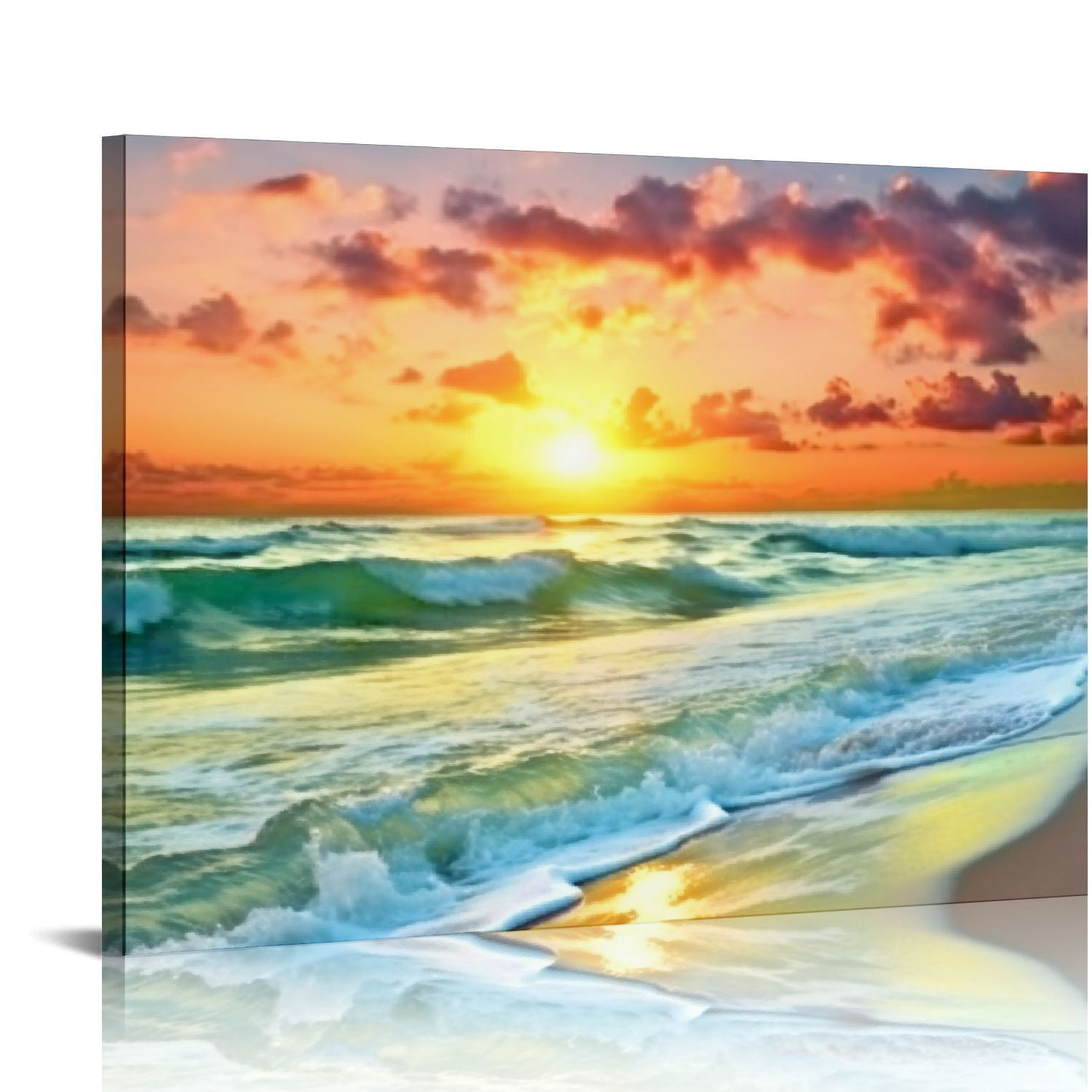Fenyluxe Sunset Ocean Beach Art Modern Canvas Prints Wall Art Ready To ...
