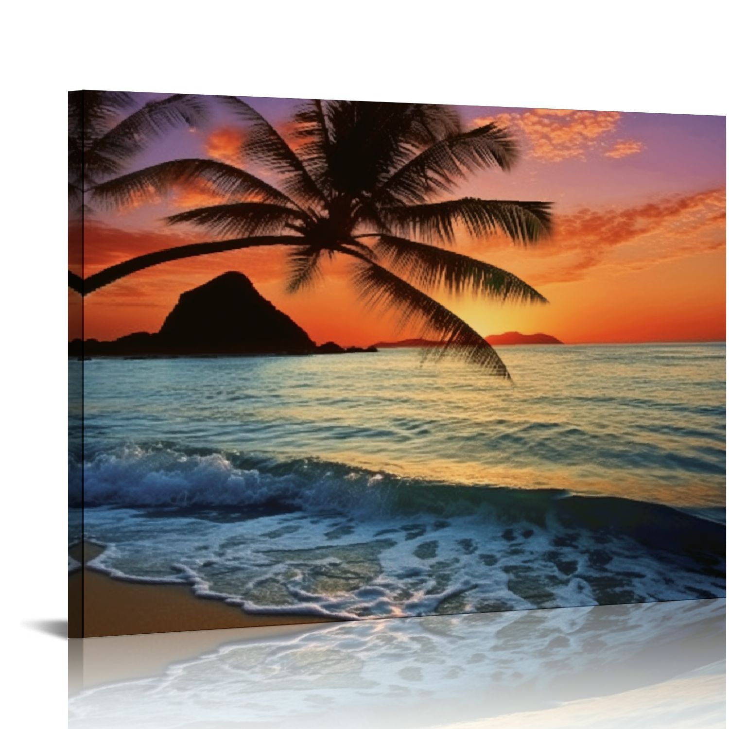 Fenyluxe Sunset Palm Tree Beach Canvas Prints Wall Art Home Decor for ...