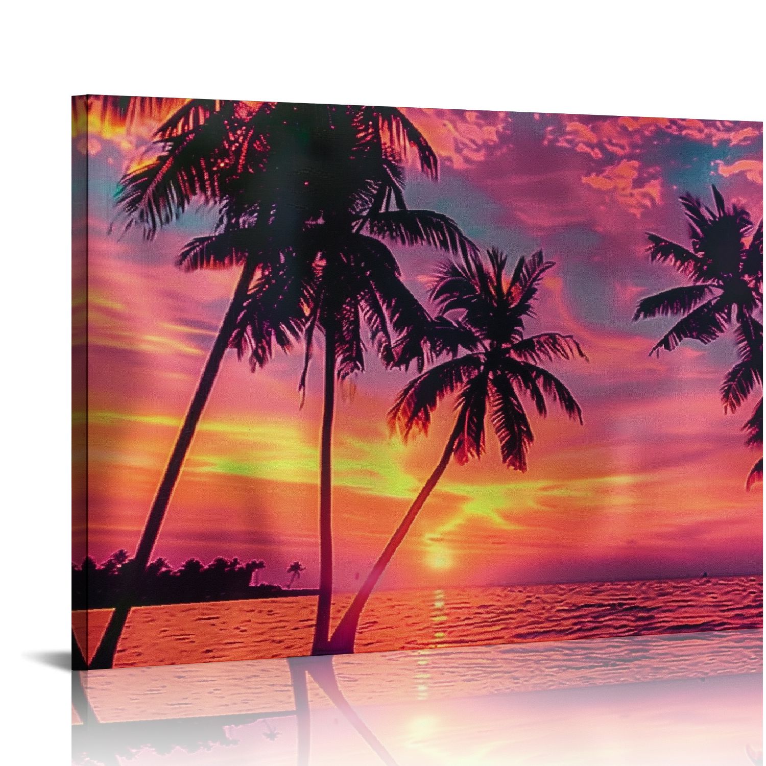 Fenyluxe Sunset Palm Trees Ocean Canvas Art Modern Prints for Home ...