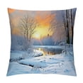 thumbnail image 1 of Fenyluxe Sunset Trees Frozen Pond Pillow Covers for Couch Sofa Indoor Outdoor Aesthetic Decorative Winter Short Plush 1PC 24x24in, 1 of 5