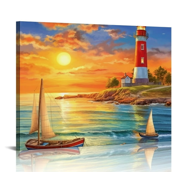 Fenyluxe Sunset Wall Decor Canvas Prints Ready To Hang Room Home Art Decor Made In America 20x16in