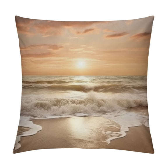 Fenyluxe Sunset Waves Beach Pillow Covers for Couch Sofa Indoor Outdoor Car Bedroom Home Decor 1PC 12x12in