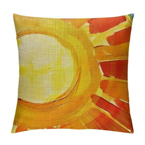 Fenyluxe Be The Sunshine Lumbar Decorative Pillow Cover, Summer Boho Watercolor Sun Sunset Porch Patio Outdoor Pillowcase, Spring Bohemian Seasonal Couch Cushion Case Home Decor 18x18in