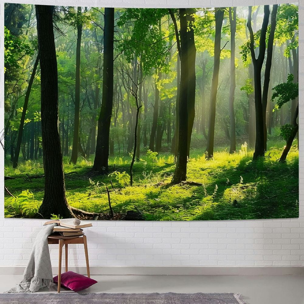 Fenyluxe Sunshine Nature Misty Foggy Forest Tapestry For Bedroom ...
