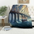 thumbnail image 1 of Fenyluxe Surrealism Ocean Ship Flannel Throw Blanket for Couch Sofa Bed Office Lightweight All Seasons Blanket 50x60in, 1 of 6