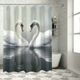 thumbnail image 1 of Fenyluxe Swans Water Heart Shape Pretty Shower Curtain Bathroom Decor 100% Polyester Fiber Washable Home Bathtubs Decoration with Hooks 60x72, 1 of 7