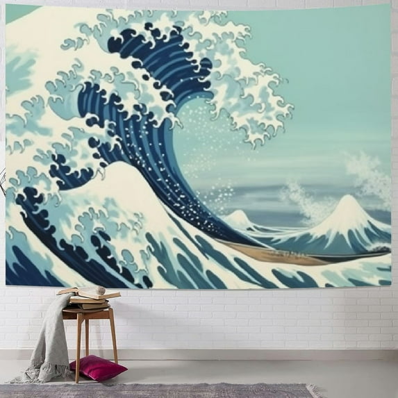 Fenyluxe Tapastry'S Wall Hanging, Tapestry, Home Decor Tapestry Great Wave Mount Fuji Century Dorm Bedroom Living Room Inhouse,Blue White 40x60inch