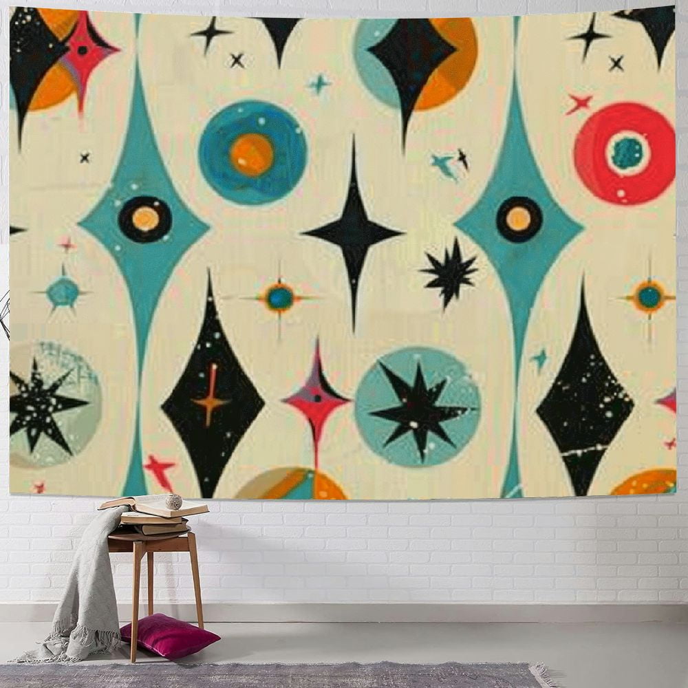 Fenyluxe Tapestry Retro Atomic Age Art Diamonds Tapestry for