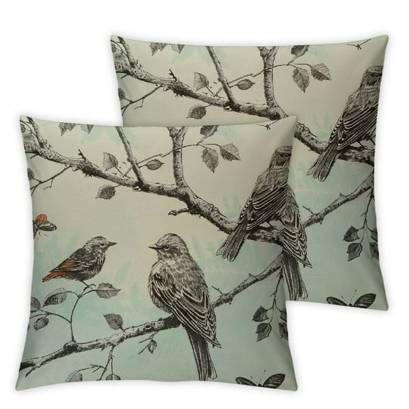 Fenyluxe Throw Pillow Cover Bird Claw Feather Sparrow Rectangular Sofa Pillow Case Cushion Cover for Home Couch Bed Decor 2pcs White