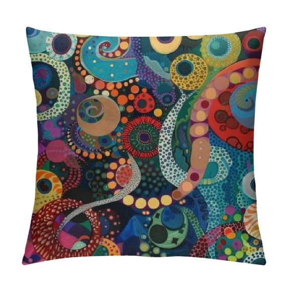 Fenyluxe Throw Pillow Cover Cartoon Funny Colorful Octopus Tentacle Pattern Home Decor Pillowcase for Sofa White