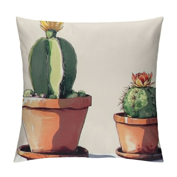 Fenyluxe Throw Pillow Cover Festival Gifts Hot Tropical Desert Succulents Plants Cactus Potted Summer Decor Decorative Home Sofa Chair Car Lumbar Throw Pillow Case Cushion Cover 18x18in