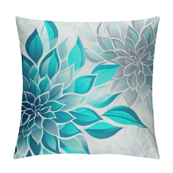 Fenyluxe Throw Pillow Cover Teal White Turquoise Blue Gray Dahlia Mod Baby Decorative Pillow Case Home Decor Square Pillowcase