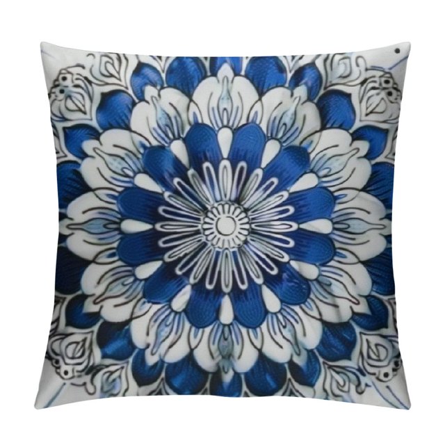 Fenyluxe Throw Pillow Covers Cozy Fleece Mandala Dahlia Floral
