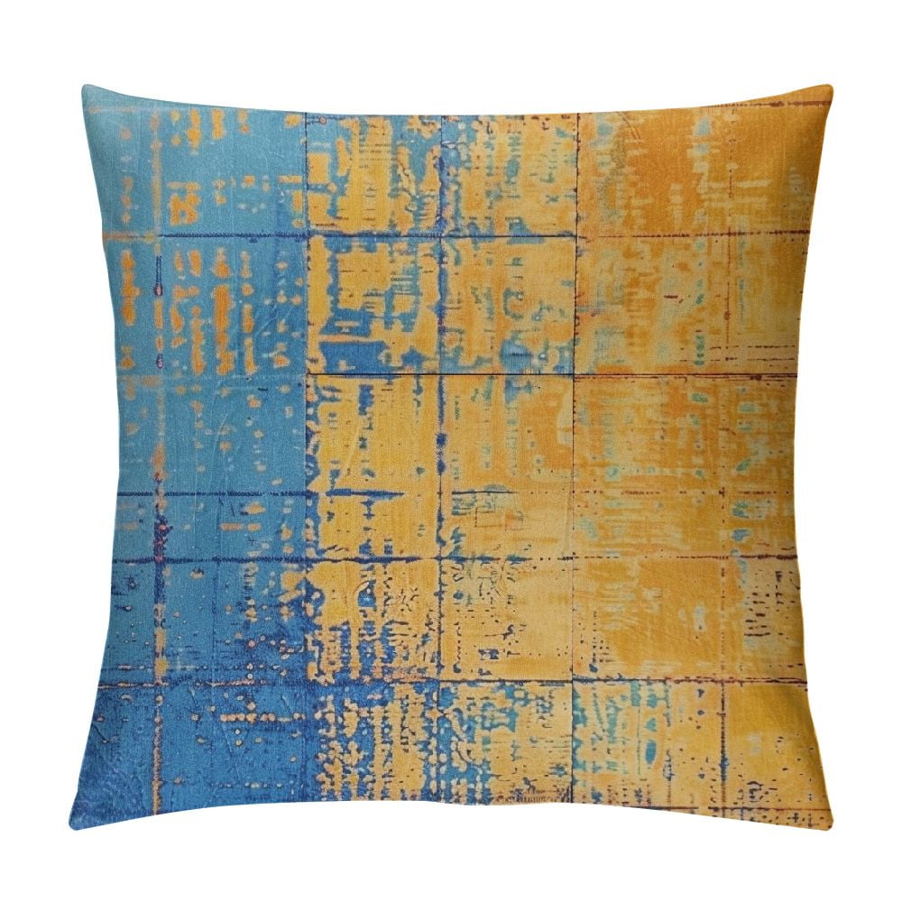 Fenyluxe Throw Pillow Covers Vintage Abstract Blue and Orange Messy