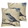thumbnail image 1 of Fenyluxe Throw Pillow Covers Watercolor Ink Painting Art Adorable Animal Sparrow Bird Flower Leaves Throw Pillow Case Square Outdoor Pillows Decorative 2pcs Cushion Cover  White, 1 of 7