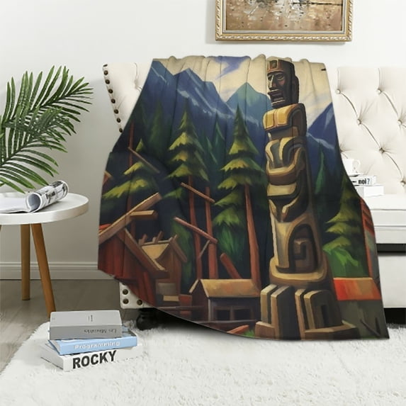 Fenyluxe Totem Art Deco Village Ideal Comfy Throw Blanket Super Soft Blanket for All Seasons Long-lasting Blanket 40x50in