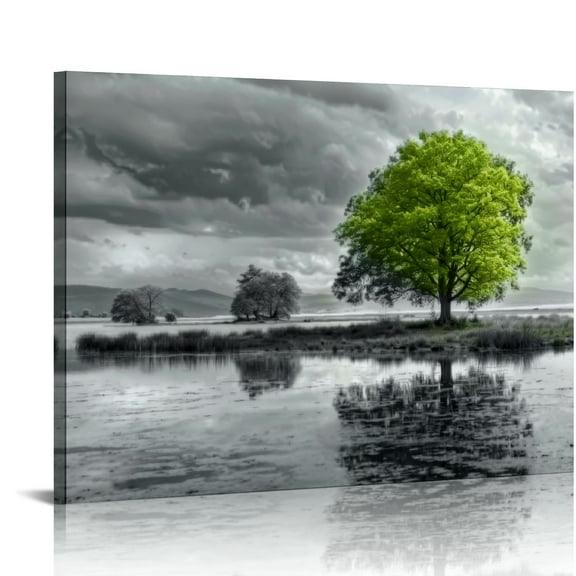 Fenyluxe Tree Lake Island Canvas Wall Decor For Bedroom Kitchen Dining Room Wall Art Prints 16x12in