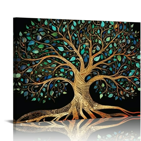 Fenyluxe Tree of Life Canvas Wall Art Print, Ready To Hang Home Decor, Ideal Gift for Holidays 20x16in