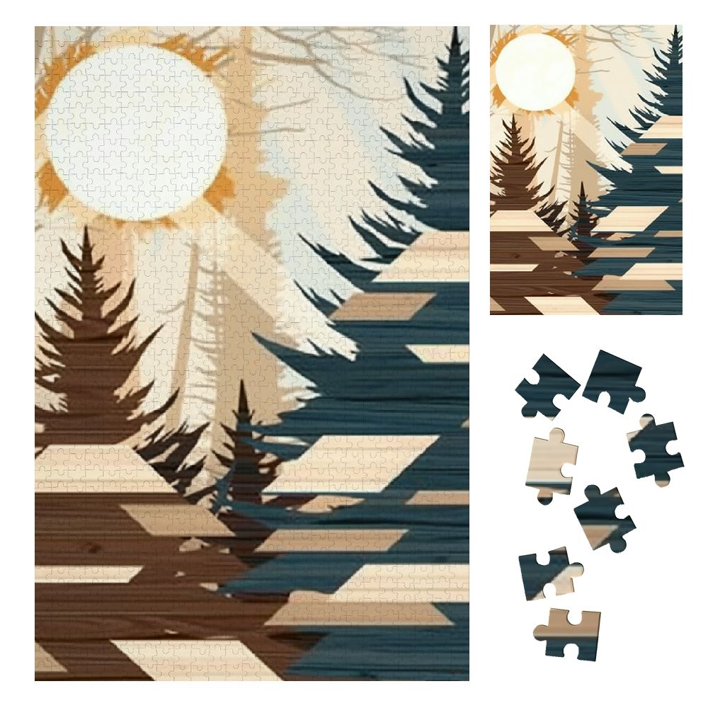 Fenyluxe Trees Sun Wood Wooden Jigsaw Puzzles for Adults Challenging