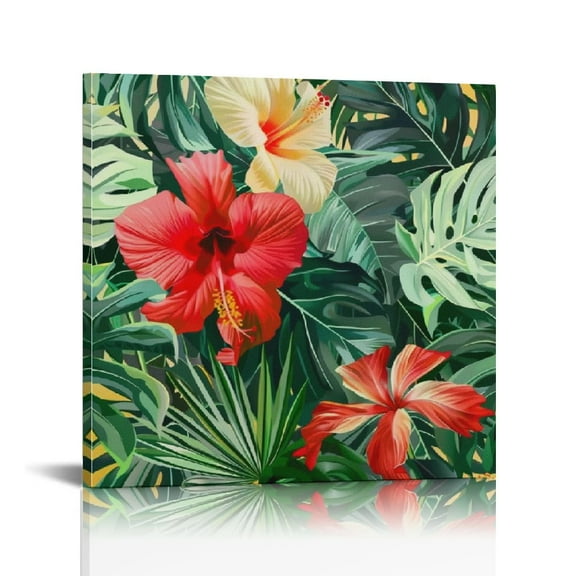 Fenyluxe Tropical Leaves Art Modern Canvas Prints Print On Canvas Ready To Hang Room Home Art Decor 12x12in
