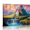 thumbnail image 1 of Fenyluxe Very Good Aurora Snow Mountain Canvas Wall Art Beautiful Scenery Wall Decor Canvas Picture Floral Artwork Painting for Living Room Bedroom Kitchen Home Office Wall 16x12in, 1 of 6