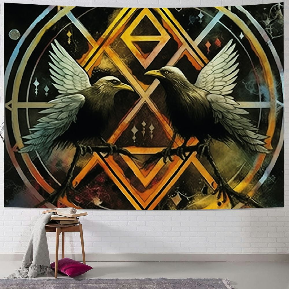 Fenyluxe Vikings Tapestry for Men Viking Raven Tapestry Mysterious ...