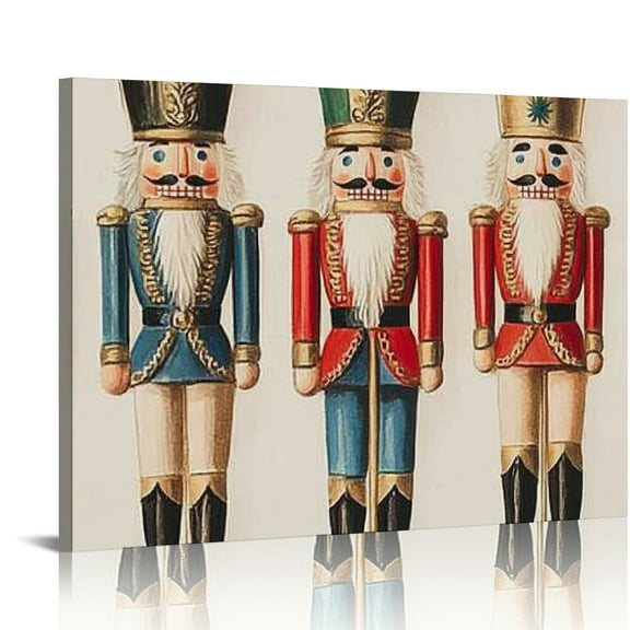 Fenyluxe Vintage Christmas Wall Art-Christmas Nutcrackers Soldier Poster For Christmas Holiday Room Wall Decor-Winter Xmas Art Canvas Print Picture For Kids Bedroom Decor 16x12in