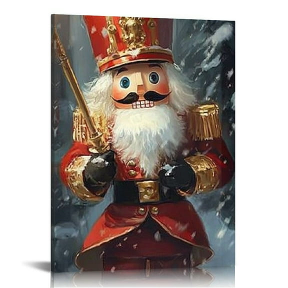 Fenyluxe Vintage Christmas Wall Art Winter Watercolor Scene Prints Nutcracker Christmas Christmas Eve Canvas Wall for Holiday Decorations Home Living Room 12x16in