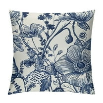 Fenyluxe Vintage Flowers Pillow Covers Navy Blue Floral Leaves Decorative Square Throw Pillows for Couch Rustic Square Pillow Cases Home Decor for Living Room Sofa Porch Outdoor 12x12in