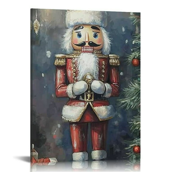 Fenyluxe  Vintage Nutcracker Wall Art Christmas Home Decor Watercolor Poster for Room Aesthetics Canvas Wall Art Poster And Print 12x16in