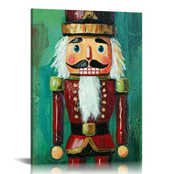 Fenyluxe Wall Art Canvas Print Nutcracker Pictures for Christmas - Soldier Painting Artwork for Home Art 12x16in