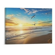 Fenyluxe  Wall Art Sunset Sea water Natural Scenery Painting on Canvas Unframed Canvas Paintings  for Home Decorations Wall Decor 20x16in