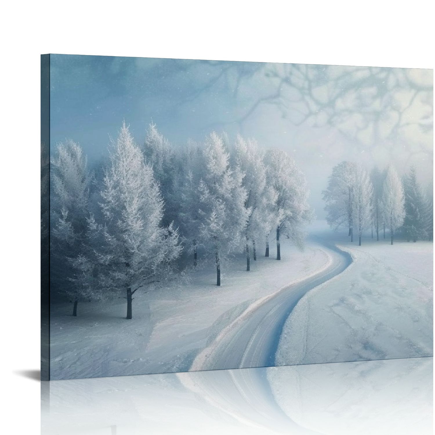 Fenyluxe Wall Art Trees Road Snow Print on Canvas - Home Art Decor ...