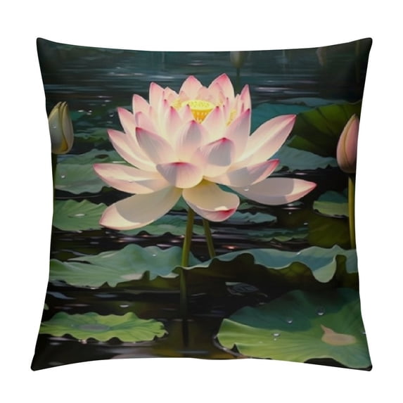 Fenyluxe Water Lilies Fashion Style Dirt-Resistant Throw Pillow Covers for Couch Sofa Bed Living Room Bedroom for Home Decor All Year Round, Pillow Case 1PC 24x24in