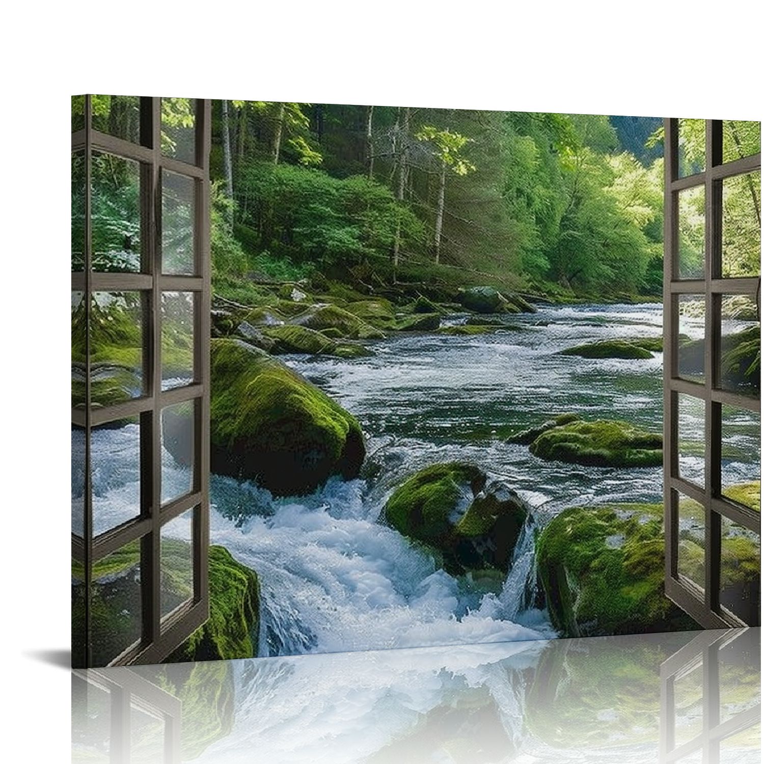 Fenyluxe Waterfall River Nature Canvas Wall Decor for Bathroom Ready To ...
