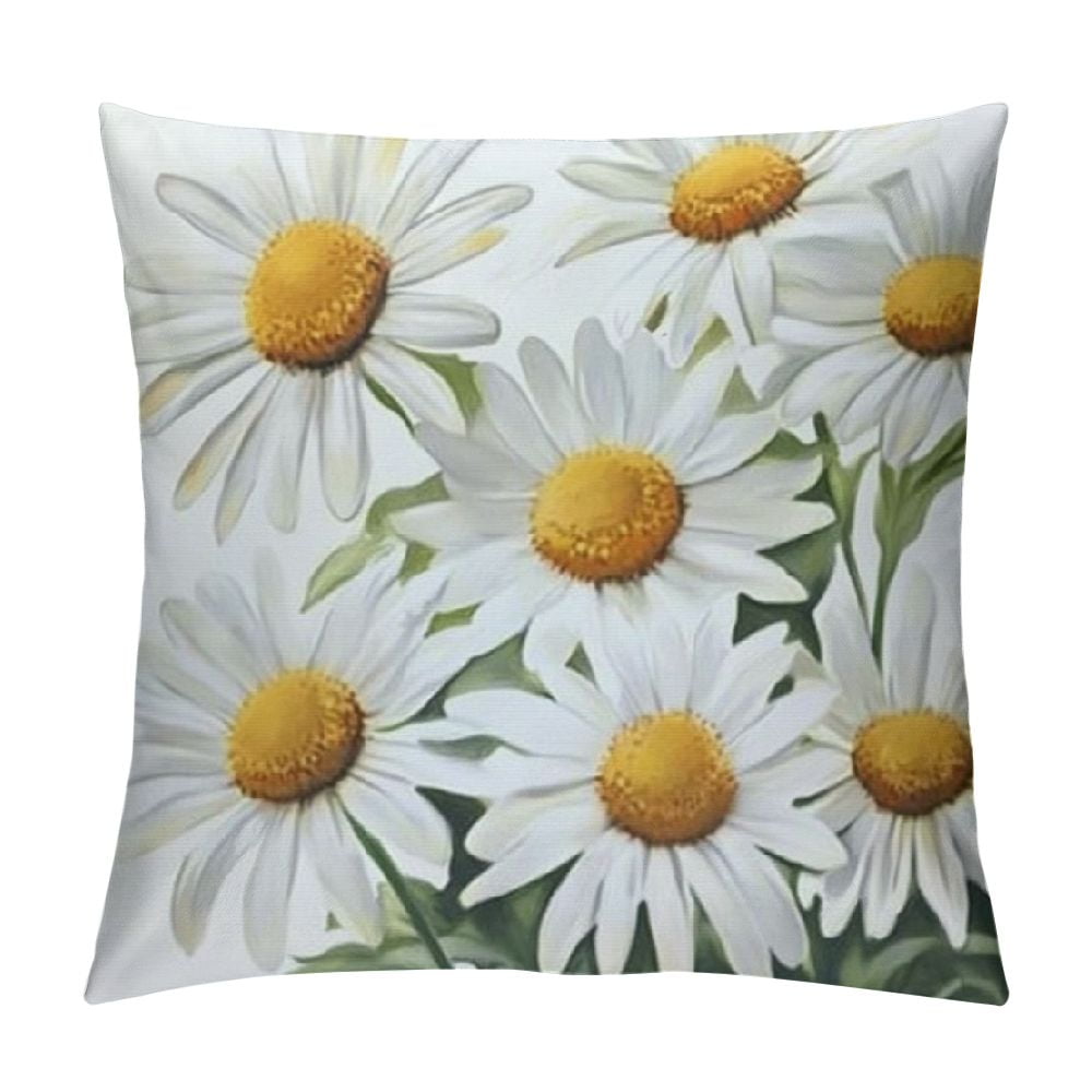 Fenyluxe Waterproof Daisy Floral Pillow Covers Smell The Flowers Daisy