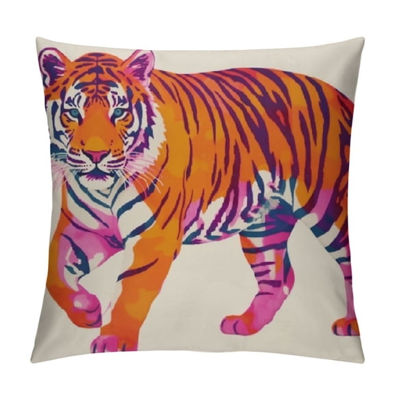 Fenyluxe White Tiger Throw Pillow Covers,Preppy Chic Wildlife Tiger Animal Throw Pillow Covers Outdoor Lumbar Pillowcase Home Decorations Cushion Case for Living Room Bedroom 12x12in