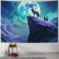 thumbnail image 1 of Fenyluxe Wild Animal Wolves Wolf Tapestry Wall Hanging, Wildlife Safari Decor Trippy Howling Wolf Blue Tapestries Mountains Purple Moon Black Forest Colorful Wall Art for Bedroom Dorm, 1 of 6