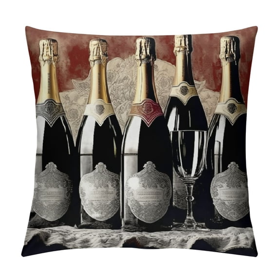 Fenyluxe Wine Bottles Pillow Cushion Covers, High-Quality Sofa Couch Decor, 1PC 20x20in