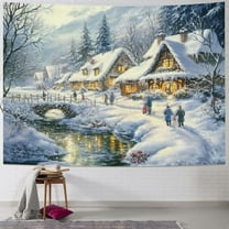 Fenyluxe  Winter Frolic Canvas Wall Art Print,Contemporary, Home Decor, Winter, Christmas Artwork 40x30inch