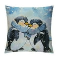 thumbnail image 1 of Fenyluxe Winter Penguin Pillow Cover Single Pack,Cartoon Cute Animals Farmhouse New Years Decor Reversible Throw Pillow Cover Case,Abstract Snowflake Retro Blue Print Square Cushion Cover Set White, 1 of 5